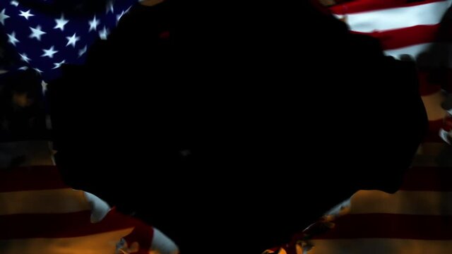 3D animation of United States of America Flag being Ripped, Luma Matte attached