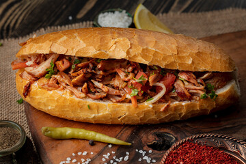 Turkish chicken doner sandwich. Fast food