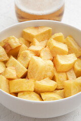 chunks of chips in small porcelain bowl