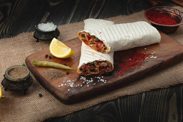 Turkish chicken doner wrap. Fast food