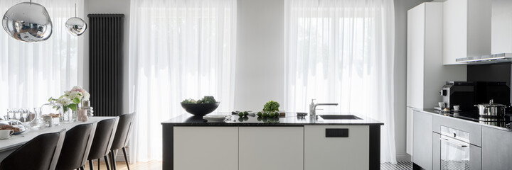 Stylish kitchen island, panorama
