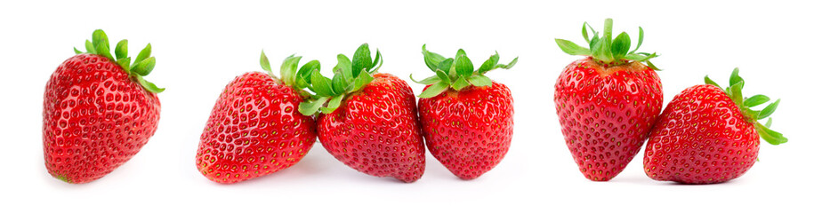 Strawberry on white background. Fresh sweet fruit closeup