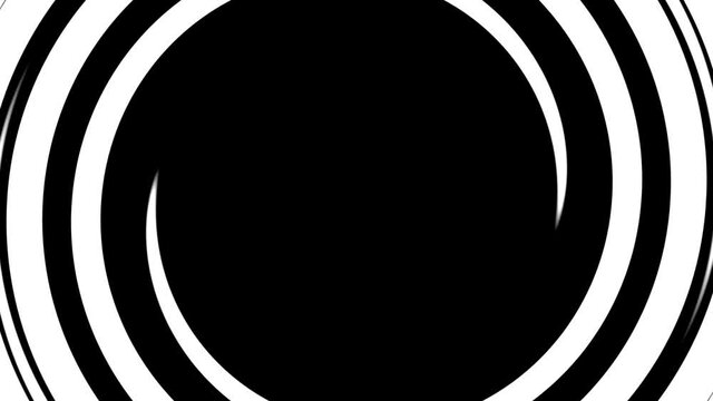 Abstract background with black and white spiral, hypnotic spiral. 4k footage