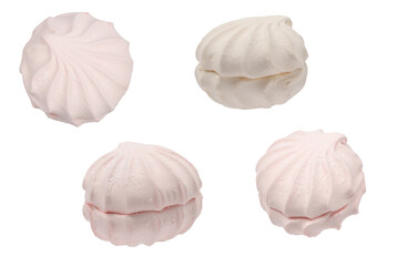 Rose marshmallow isolated on white. Zephyr.