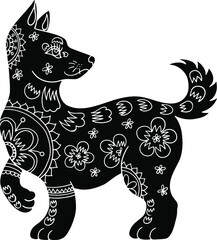 Fancy dog black flat vector icon isolated on white background