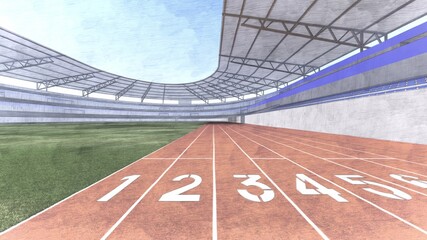 陸上競技場 スタジアム 無観客 屋根なし イラスト5 Abstract Wall Mural Abstra Hiro Studio