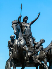 Boudicea and Her Daughters bronze monument statue erected in 1902 at the end of Westminster Bridge...