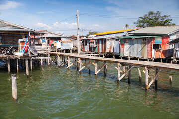 Coastal view of the poor district of Kota Kinabalu