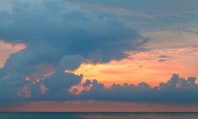 Colorful tropical sky over the ocean at sunset