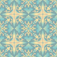 Decorative colorful Portuguese azulejo style vintage tiles seamless pattern texture. - 414639394