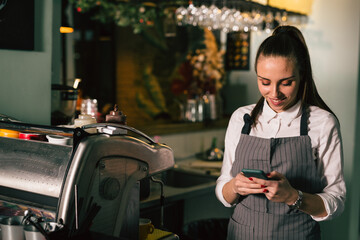 waitress working in restaurant ir cafe