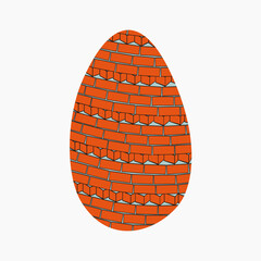 A vector illustration of an egg ornamented with tiny orange bricks isolated on white background. Designed for prints, wraps, background.