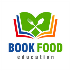 Book food education logo design template vector