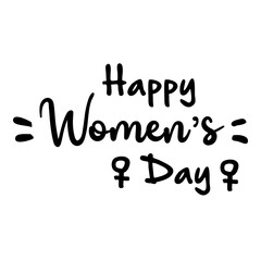Fototapeta na wymiar Logotipo frase hecho a mano Happy Women's Day con símbolo femenino en color negro