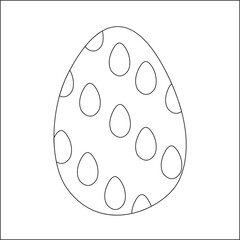 A vector illustration of an egg ornamented with ellipses on white background. Designed as a coloring book page for adults and kids, prints, wraps, background.