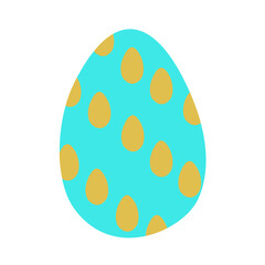 A vector illustration of a turquoise egg ornamented with mustard ellipses isolated on white background. Designed for prints, wraps, background.