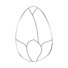 A jpeg illustration of a tulip in the form of an egg isolated on white background. Designed as a coloring book page for adults and kids, prints, wraps, background.