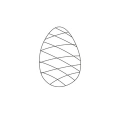 A black and white jpeg illustration of a rectangles ornamented egg isolated on white background. Designed for print, textile, wraps and as a coloring book page for adults and kids 