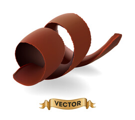 Chocolate shavings on white background, realistic vector illustration