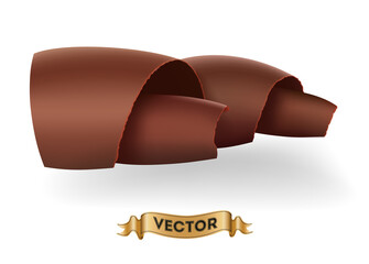 Chocolate shavings on white background, realistic vector illustration