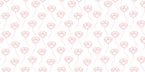 Pastel floral seamless repeat pattern vector background.