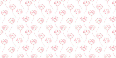 Pastel floral seamless repeat pattern vector background.