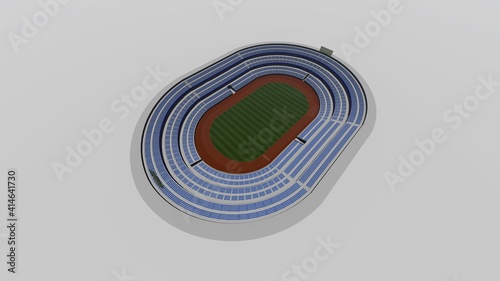 陸上競技場 スタジアム 無観客 屋根なし イラスト46 Wall Mural 啓文 佐々木