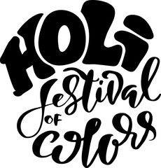 Holi. Festival of Colors lettering. Typography banner. Vector illustration.