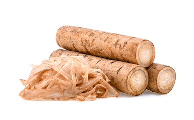 Burdock roots isolated white background.