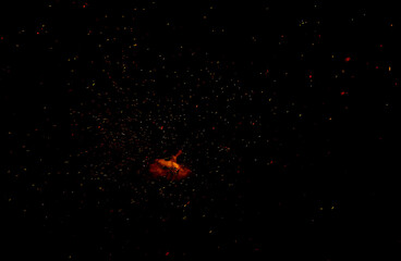 fire flames with sparks on black background