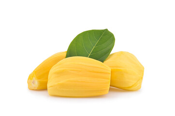 Jackfruit with leaf, isolated on white background
