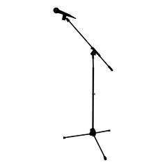 illustration of a black microphone complete with a mic stand