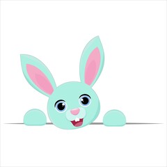 Cute Easter bunny in blue color. Volume a rabbit for Easter. Rabbit for Easter decor.