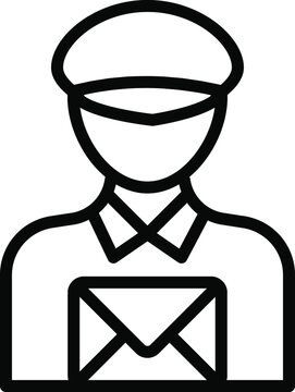 Mail carrier Concept, Postie Vector  Icon Design, postal service symbol on white background, physically transporting postcards and parcels Sign, Courier and Shipping Services Stock illustration