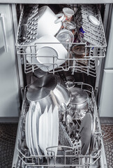 Clean dishes in the dishwasher
