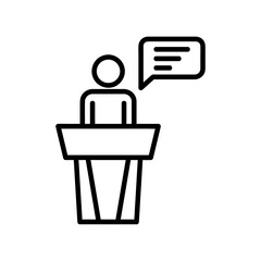 Speaker reporter flat icon. Pictogram for web. Line stroke. Isolated on white background. Vector eps10