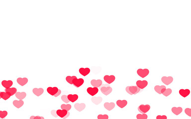 Valentine day pink red hearts on white background.