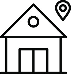 Postal Address Concept, House with GPS Location Pin Vector Icon Design, postal service symbol physically transporting postcards and parcels Sign, Courier and Shipping Services Stock illustration