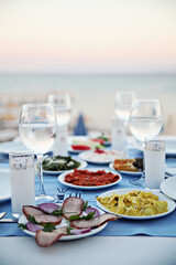 Fototapeta na wymiar Appetizers and raki from a Turkish restaurant