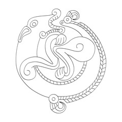 Fototapeta premium vector monochrome icon with ancient Scythian art. Symbol with animal motifs for your project