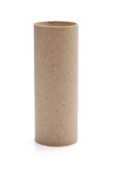 Empty toilet roll on white background