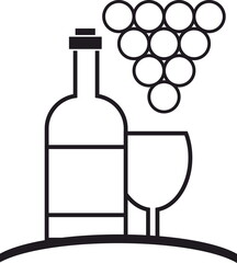  wine icon vector logo , Drink, alcoholic beverage symbol, wine bottle and glass, bunch of grapes
