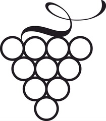 grape branch icon and logo, black graphic silhouette
