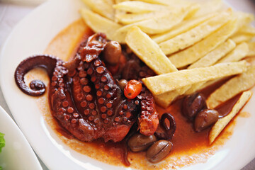 Sea food at a Mediterranean restaurant