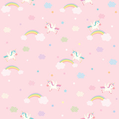 Unicorn pink sky seamless pattern