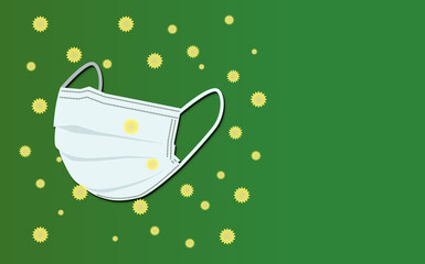不織布マスクと花粉のイラスト