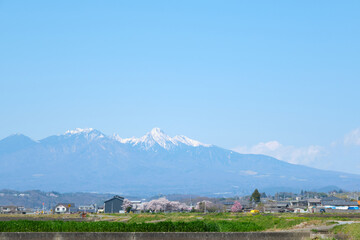 春の八ヶ岳　韮崎方面から眺めた遠景