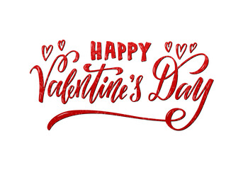 Naklejka na ściany i meble Vector illustration of happy valentines day lettering for banner, poster, advertisement, greeting card, postcard, invitation design. Handwritten text for web template or print for St Valentines day 