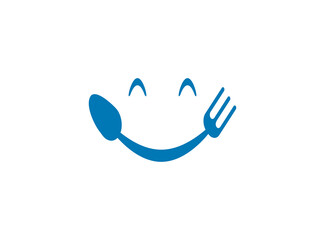 fork and knife smile logo design happy chef vector