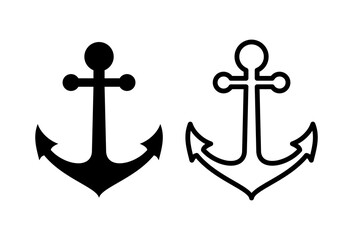 Anchor icon set. Anchor symbol logo. Anchor marine icon.